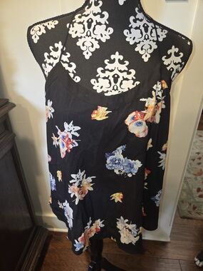 Express Black Floral Camisole with Blue, Pink & Yellow Blooms